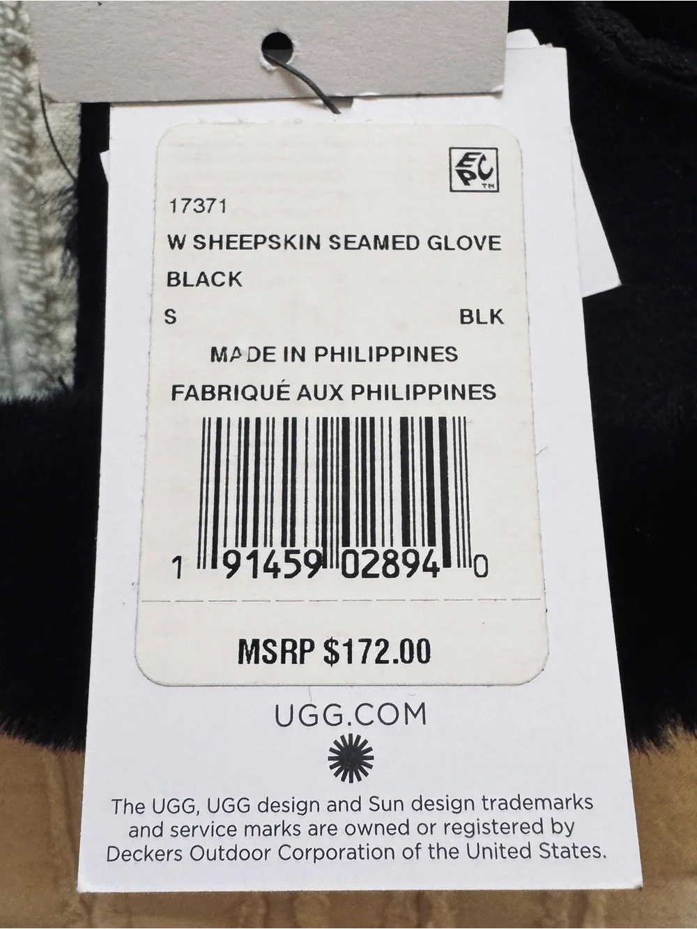 NWT Ugg Womens Seamed Sheepskin Suede Gloves Handsewn, Touchscreen, Black, Small